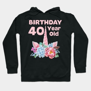 40th Birthday Shirt Unicorn Women Gifts Age 40 Mama Auntie Hoodie